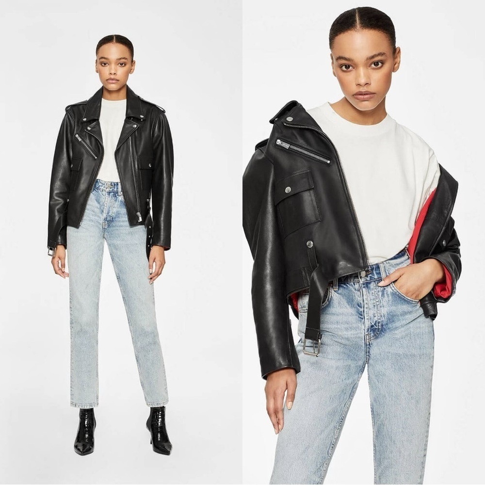 New ANINE BING MAVERICK LEATHER JACKET BLACK NWOT​​​​